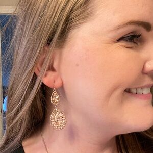 Francesca’s Rose Gold Bead Drop Earrings